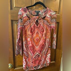 INC International Concepts Multicolor Paisley Long Sleeve Dress